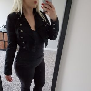 Urban behavior small cropped black military jacket